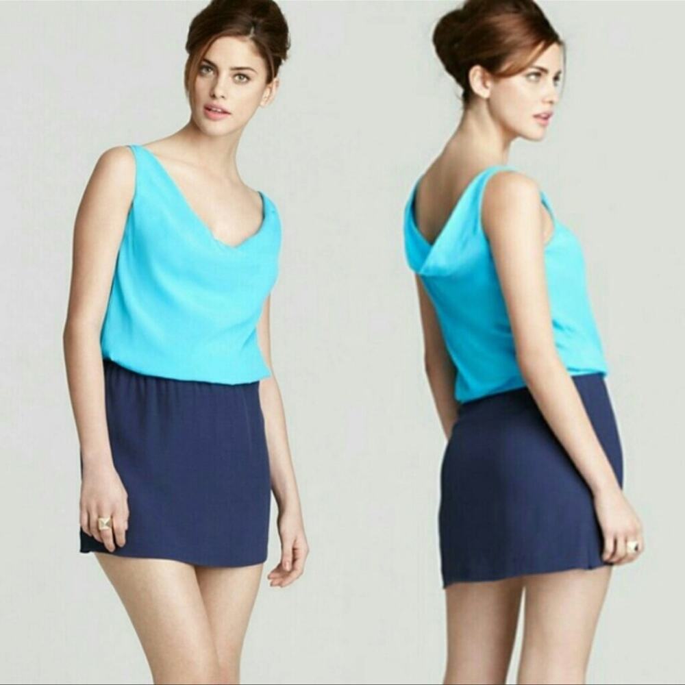 Diane Von Furtstenberg Two Toned Blue Mini Dress Women’s Size 4